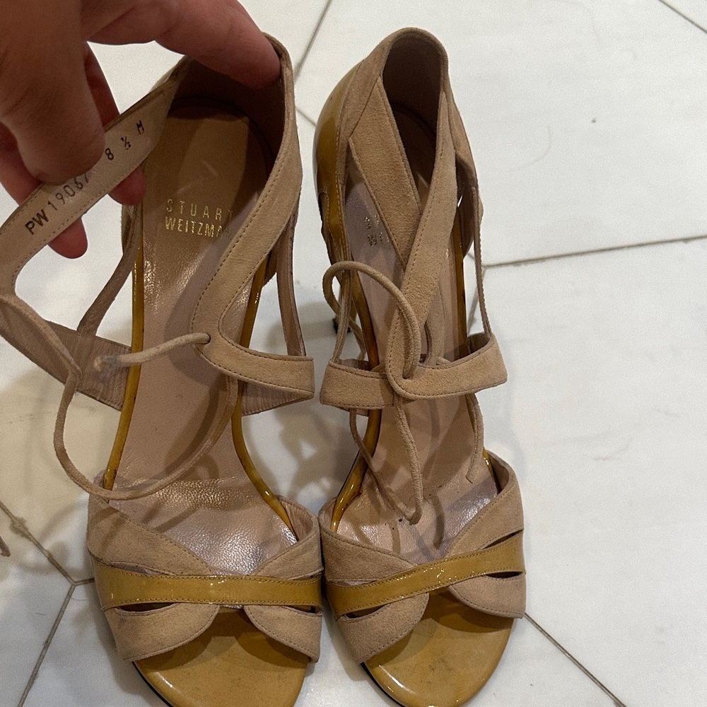 Stuart Weitzman Beige and Mustard Heels